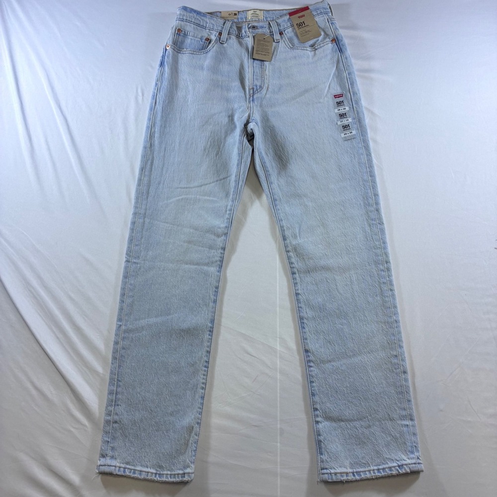 Levis 501 Original High Rise Straight Leg Light Wash Jeans W29 L30 12501-0557